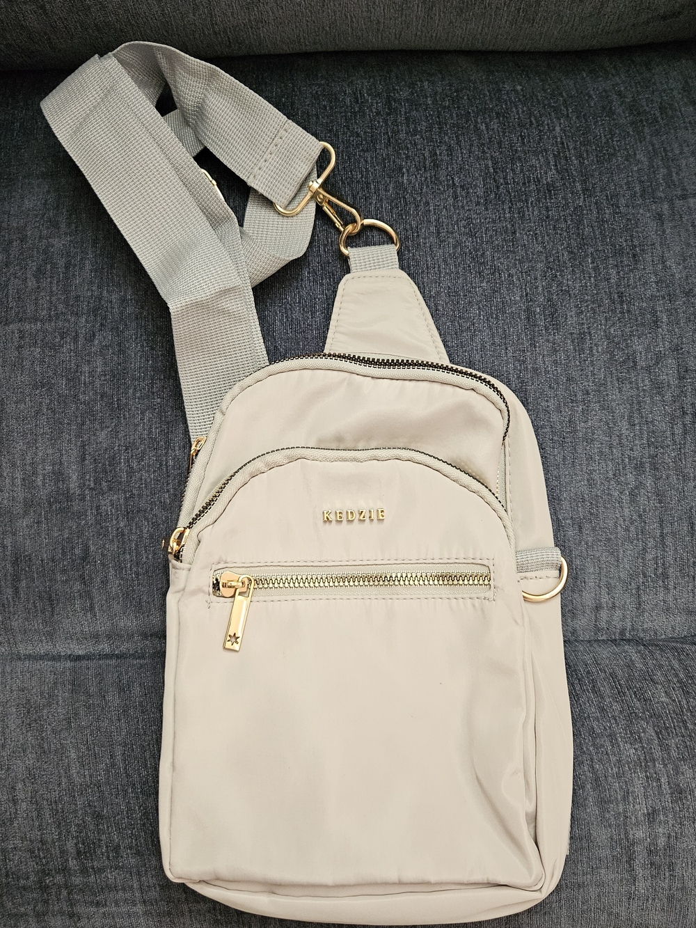 Kedzie Cream Crossbody Sling with Gold Accents